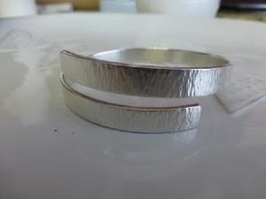 Textured hammered wrap around wide bangle