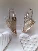 Textured heart dangles with gold nuggets